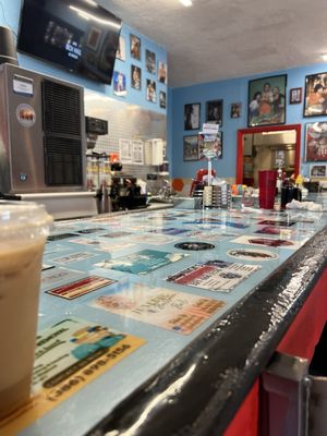 The bar top at A.M. Cafe Edgewater